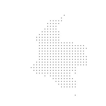 Colombia country dotted map. Black spot pixel illustration isolated on white background. Vector circle mosaic.