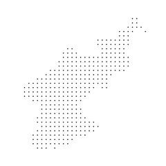 Obraz premium North Korea country dotted map. Black spot pixel illustration isolated on white background. Vector circle mosaic.