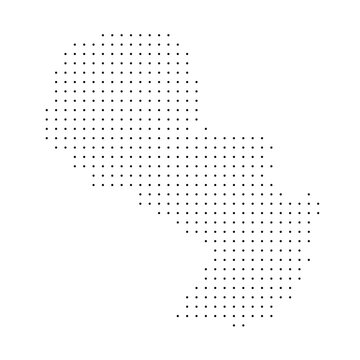 Paraguay country dotted map. Black spot pixel illustration isolated on white background. Vector circle mosaic.