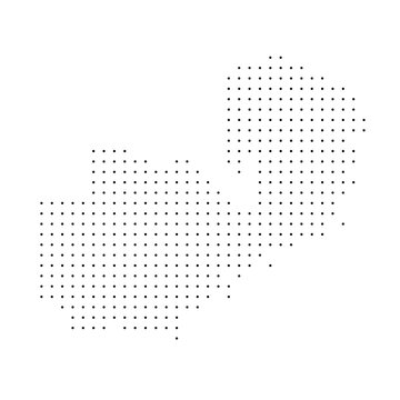 Zambia country dotted map. Black spot pixel illustration isolated on white background. Vector circle mosaic.