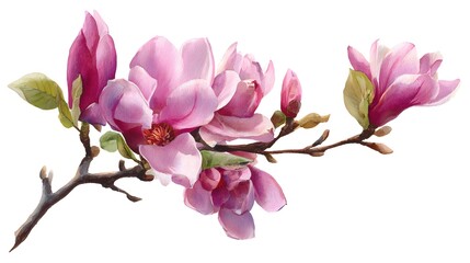 Fototapeta premium Beautiful Pink Magnolia Flowers Blooming on a Branch in Spring.