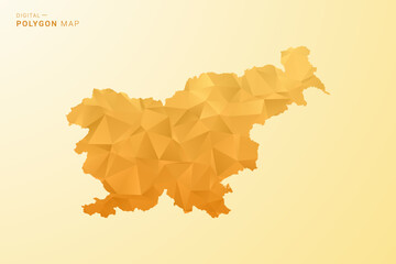 Slovenia Map - Polygon style vector illustration in yellow and orange low poly geometric design, modern minimal silhouette, isolated for infographic.