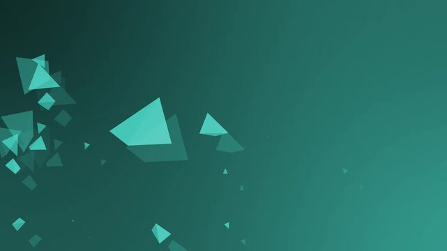 Abstract gradient background with scattered translucent triangular confetti on left animation, modern geometric design