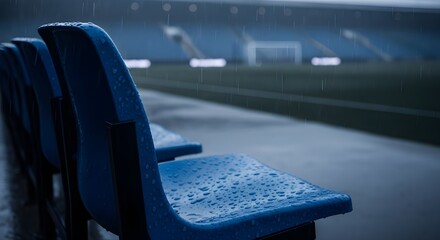 Football on center of stadium turf.