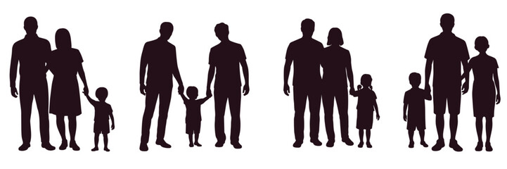 Family Silhouettes Holding Hands illustration
