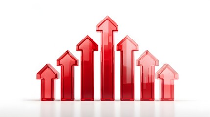 Red Arrows Graph Showing Upward Trend and Growth.