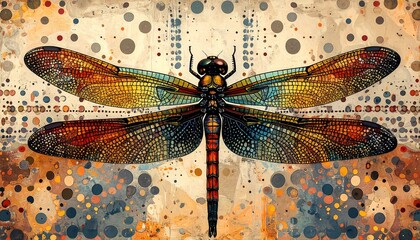 Colorful Dragonfly Art - A Vibrant and Detailed Illustration.