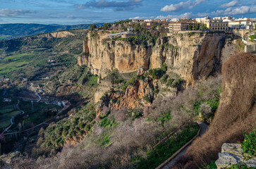 Buildings on cliff edge in Ronda, Spain