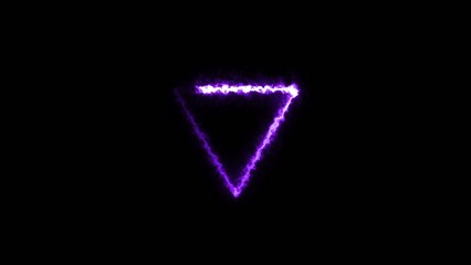 Fototapeta premium Purple glowing triangular outline with bright light particles on a dark Generate title without using the word 