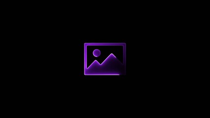 Fototapeta premium Purple neon frame with mountain and circle on a dark Generate title without using the word 