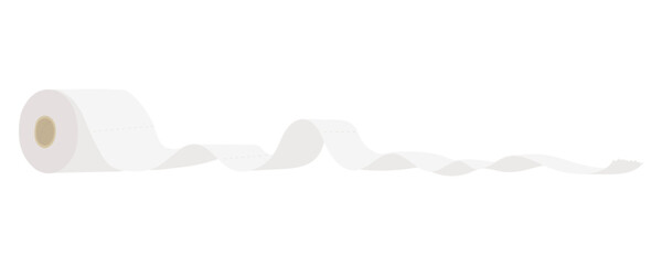 転がって紙が出ちゃってるトイレットペーパーのイラスト © モツ煮子