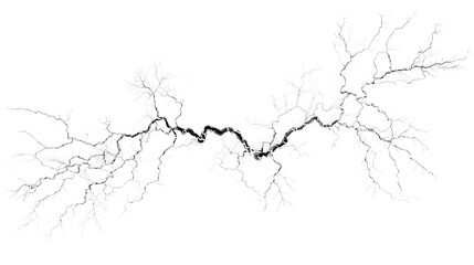 Fototapeta premium Abstract representation of a lightning strike across a white background.