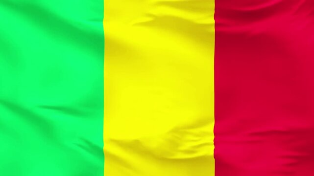Mali Flag: The vibrant colors of the Mali flag ripple gently, a symbol of national pride and heritage.