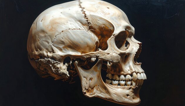 Human Skull Anatomy - Detailed Side View of Cranium.