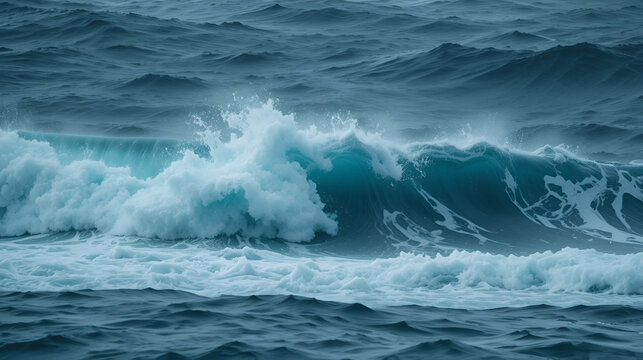 Drake Passage Large Waves Crashing in Ocean Abstract Water Texture. Motion Frozen in Time. Fast Exciting Movement. Landscape Nature Antarctica