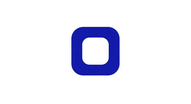 Blue square frame with rounded corners and hollow center on white background