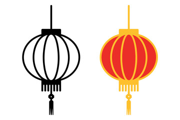 Chinese traditional hanging lanterns in red and black colors