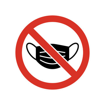 No face mask allowed sign with red circle and line  COVID19 pandemic symbol
