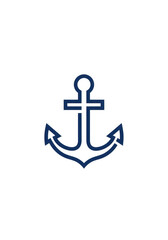 Fototapeta premium Nautical anchor symbol with curved flukes on white background representing stability and maritime concepts