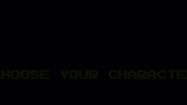 Retro 8-Bit Pixel Arcade Choose Your Character Selection Screen with Flickering Yellow Text 4k video animation seamless loop