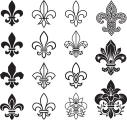 Fleur De Lis Icon Set Vintage Heraldic Lily Symbols for Luxury Branding and Royal Emblem Design © duygu
