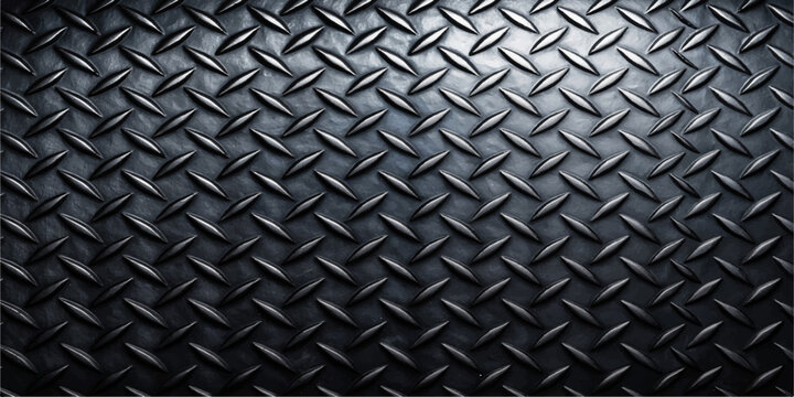 Seamless silver industrial diamond plate background featuring a textured metallic steel pattern for a gray aluminum sheet material used in construction and flooring design