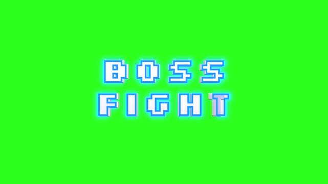 Boss Fight 3D text message spinning animation on green background