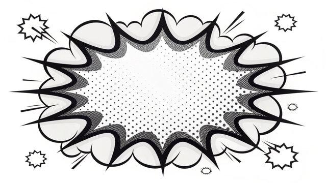 A comic book style explosion icon with bold lines and dynamic motion