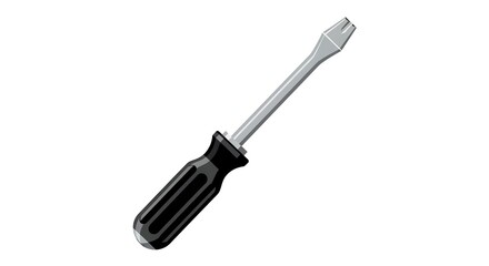 Fototapeta premium A black handled flathead screwdriver on a white background