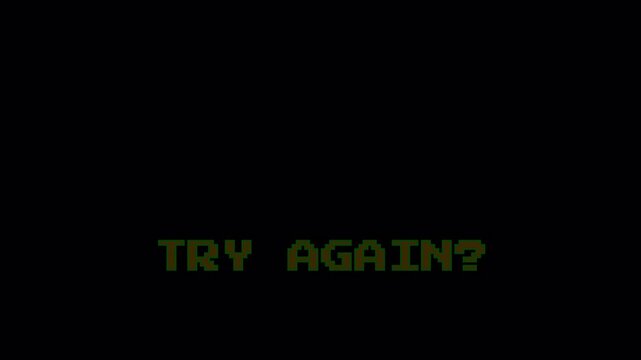 Vintage 8-Bit Style Try Again Prompt Flashing on Dark Screen for Classic Gaming Visuals and Arcade Retro Aesthetics 4k video animation seamless loop