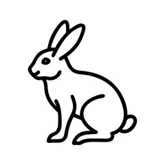 Obraz premium Black line art rabbit icon vector