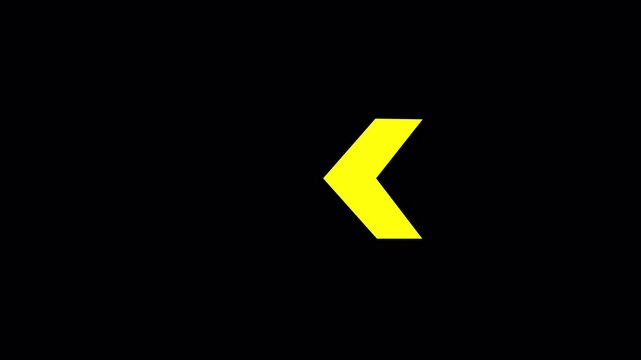 Yellow arrow moving left on alpha channel. left-directional arrow loop animation. Animated arrows for the overlay video layer.arrow loading icon concept animation. 4K Video