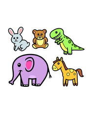 Fototapeta premium animal cartoon for kid rabbit, bear, dinosaur, elephant and horse
