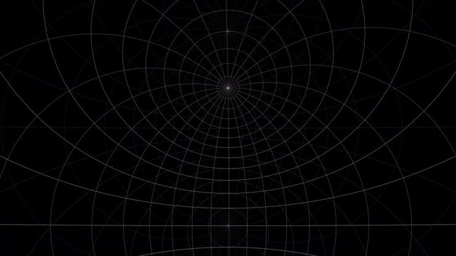 Animated abstract radial grid background featuring geometric wireframe lines, tunnel perspective, and dynamic motion effects. Ideal for technology visuals, motion graphics, digital displays
