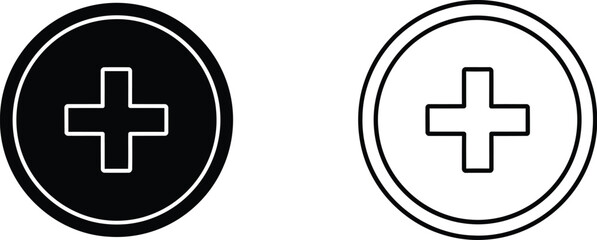 Obraz premium Plus sign icons isolated on transparent background, Vector