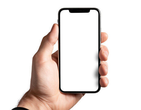 Segurando o celular nas m&atilde;os com a tela voltada para a c&acirc;mera.