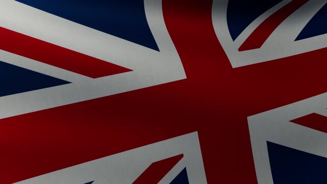 Looped animation of the waving flag of the United Kingdom in close-up