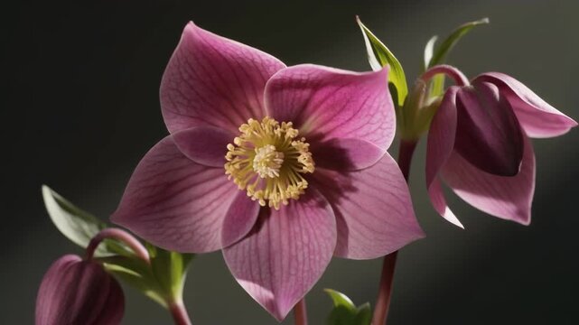 Closeup of a beautiful pink hellebore flower blooming in spring 1.