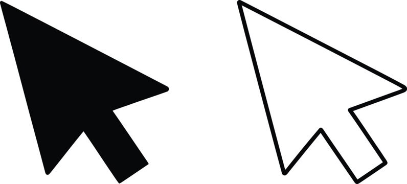 Computer mouse cursors black and white isolated on transparent background, Vector