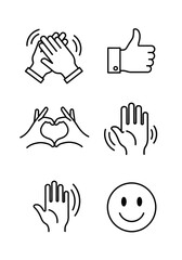 Fototapeta premium Icons representing gestures of happiness, love, and appreciation for International Day of Happiness