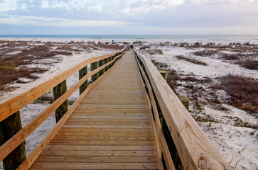 Fototapeta premium Pier at Bienville Beach in Dauphin Island Alabama