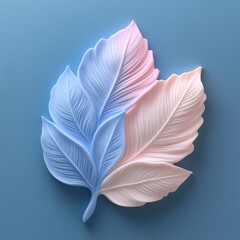 Naklejka premium Abstract 3D Render of Soft Blue and Pink Pastel Leaves