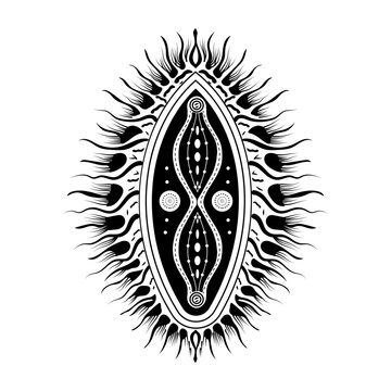 Glyph style illustration depicting paramecium organism structure