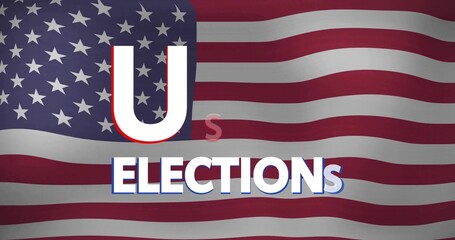 Displaying centered election graphic on banner, showing American flag, letter U, ELECTIONS