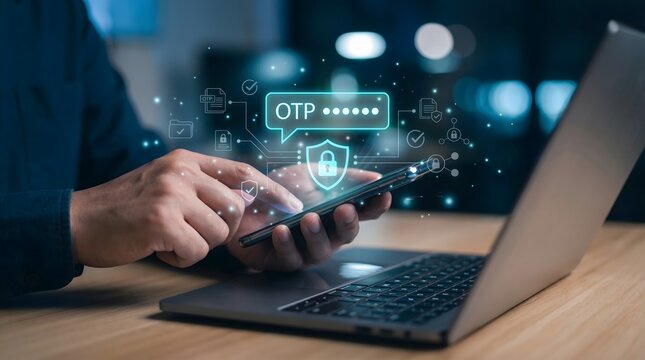 Secure login with OTP one time password on mobile device