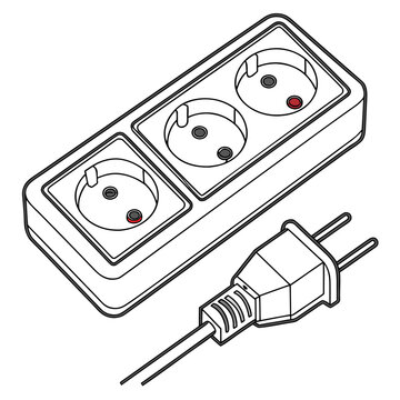 Power strip with plug and electrical outlets cord