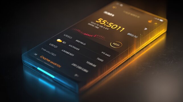 Modern digital wallet concept with light effects on blurred background