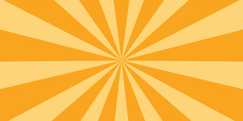 Obraz premium Orange stripes burst lines background. Sun ray light. Radiate sunlight. Vintage stripes halftone radial wallpaper for poster, banner.Circus background of spiral yellow orange rays vector.