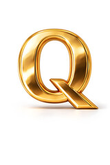 Golden letter "Q" isolated on a minimal background for designs