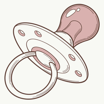 Pink and white pacifier with ring cartoon